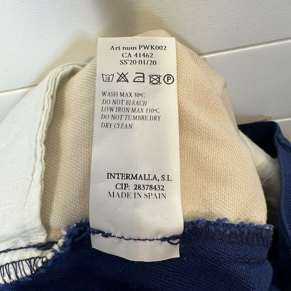 Paloma Wool Dax Pant Size 6 EU38 Cream Blue Straight High Waist 100% Cotton 27"L - Picture 15 of 16